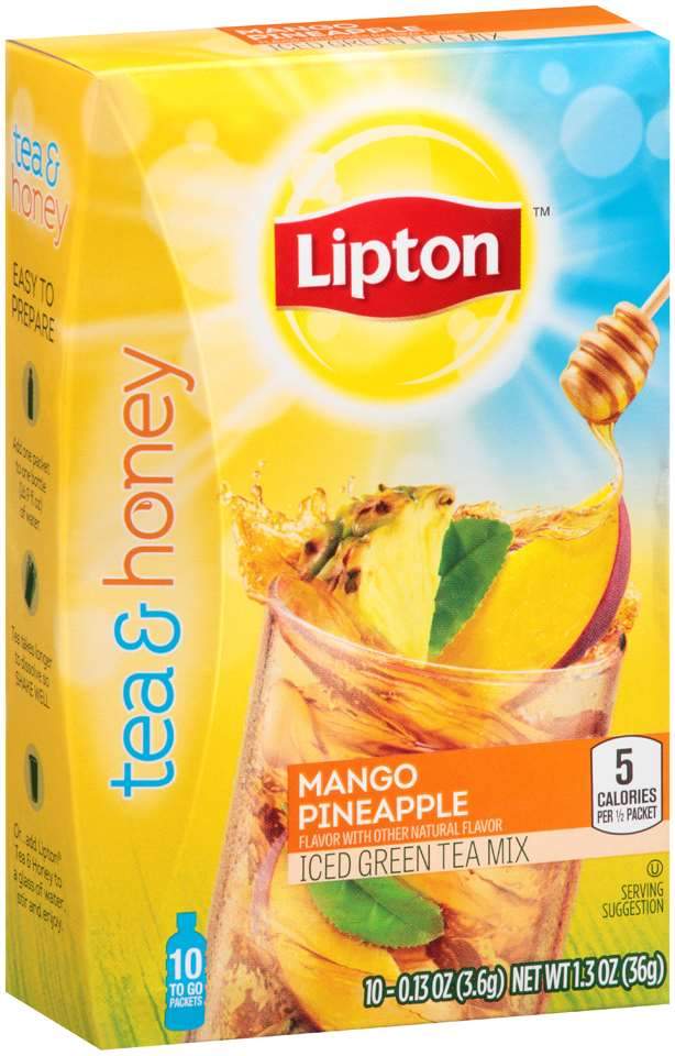 Lipton Iced Green Tea Mix To-Go Packets Lipton Mango Pineapple 0.14 Oz-10 Count