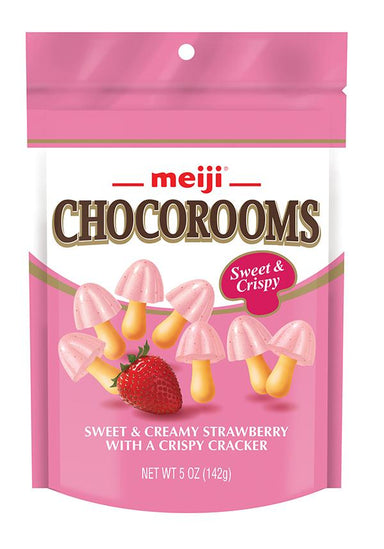 Meiji Chocorooms Crispy Cracker Meiji Sweet and Creamy Strawberry 5 Ounce