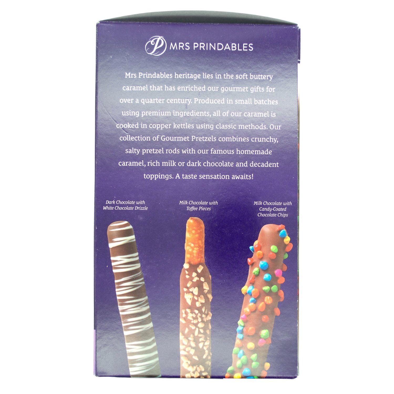 Mrs Prindables Chocolate and Caramel Dipped Pretzels Rods Meltable Mrs Prindables
