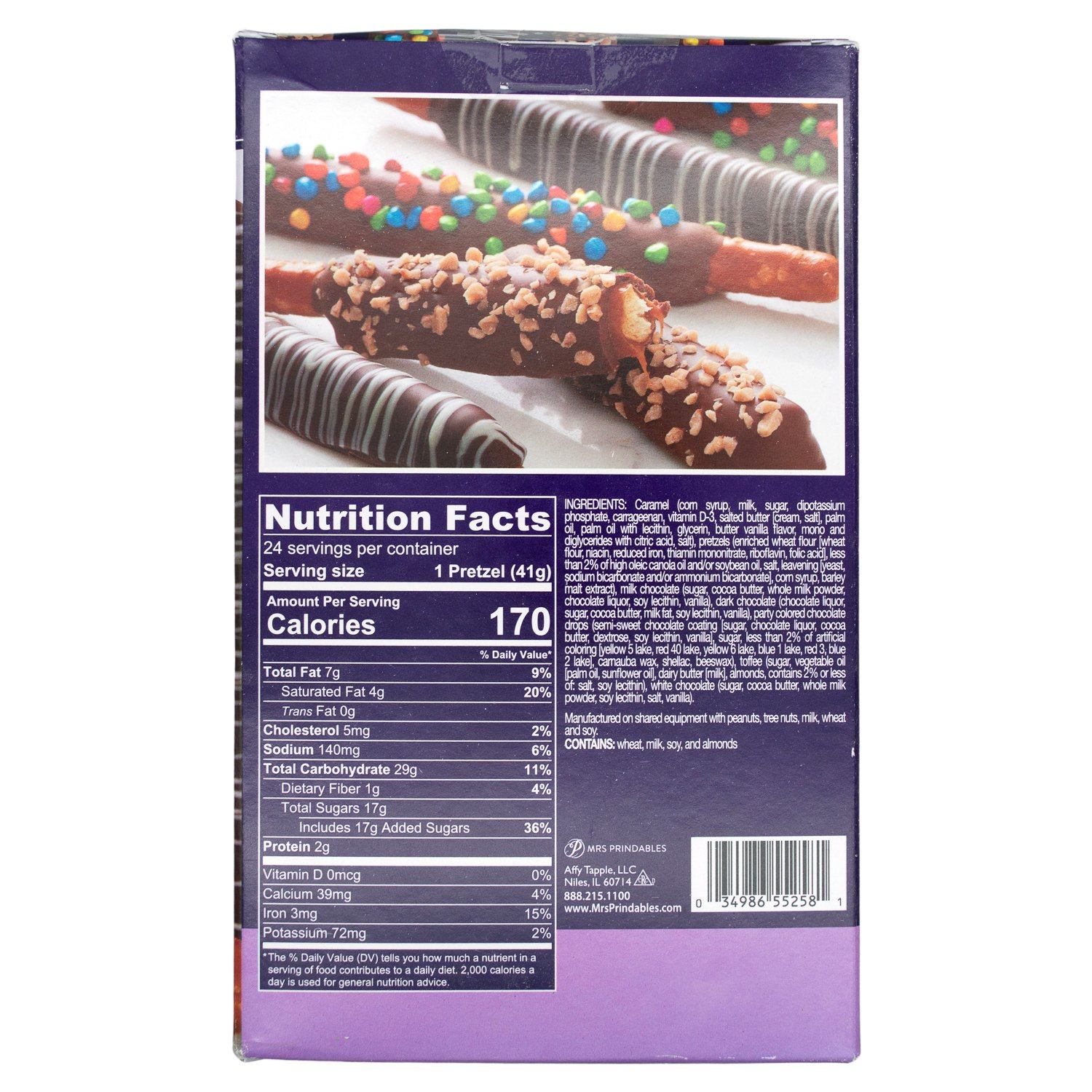 Mrs Prindables Chocolate and Caramel Dipped Pretzels Rods Meltable Mrs Prindables