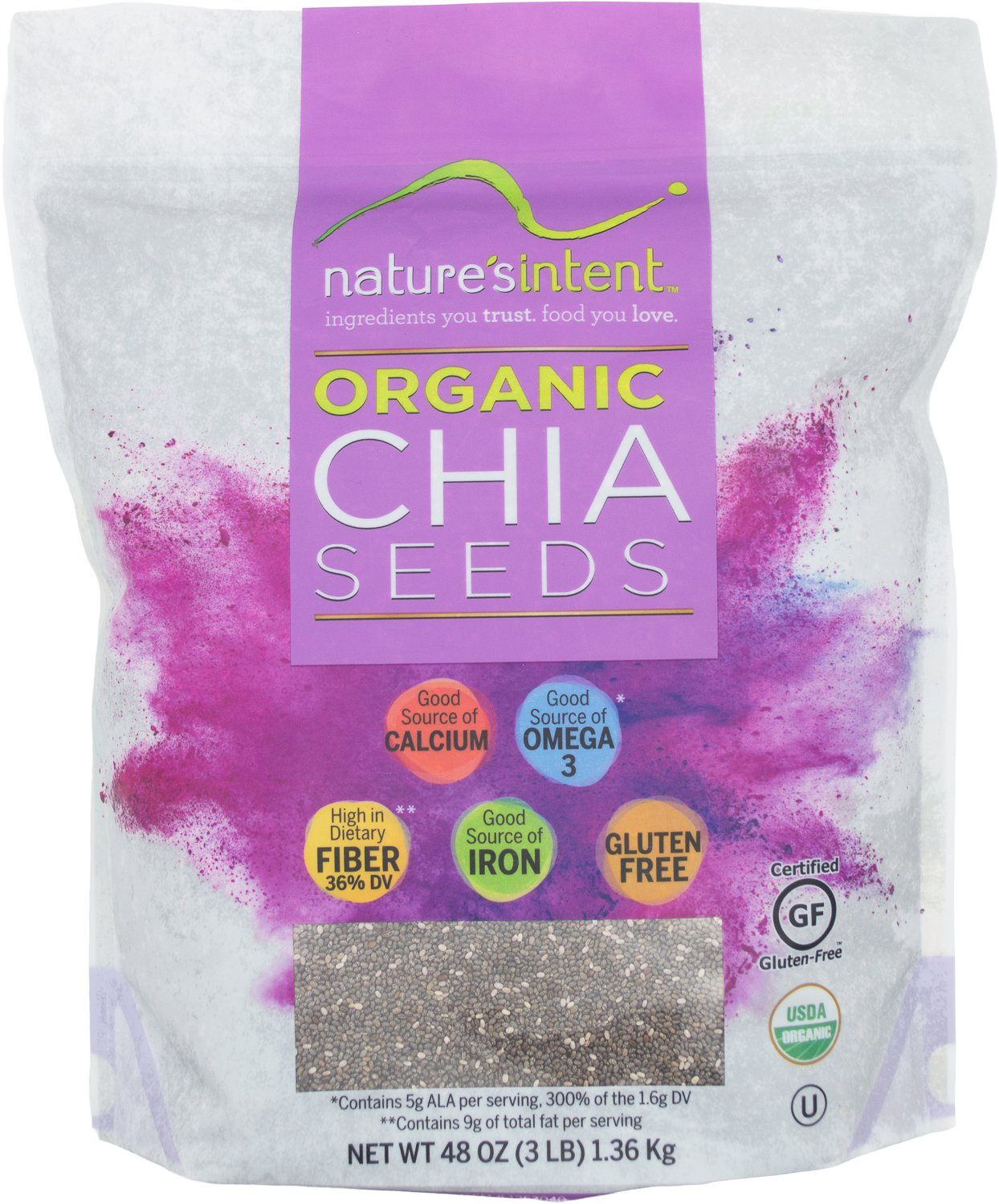 Nature's Intent Organic Chia Seeds, 48 Ounce Nature's Intent