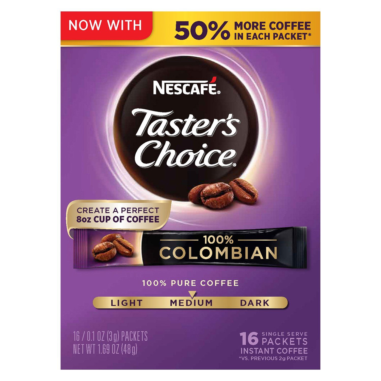 NESCAFÉ Taster's Choice Instant Coffee NESCAFÉ Colombian 0.1 Oz-16 Count