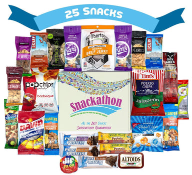 Nuts, Meat, Protein and Snacks, Gift, Care Package, 25 Count Snackathon Foods