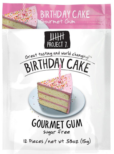 Project 7 Gourmet Gum Sugar Free Snackathon Foods Birthday Cake 0.53 Ounce