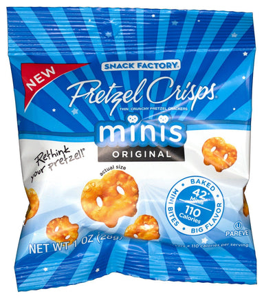 Snack Factory Pretzel Crisps Minis Original, 1 Ounce Snack Factory