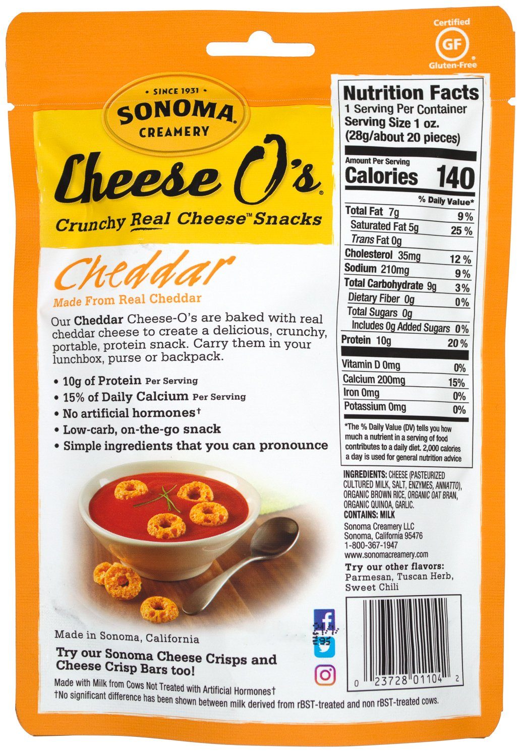 Sonoma Creamery Cheese O's Snacks Sonoma Creamery