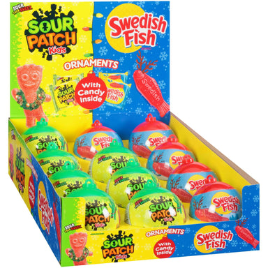 Sour Patch Kids & Swedish Fish Holiday Ornaments Sour Patch Kids 7 Sour Patch+5 Swedish Fish 1 Oz-12 Count