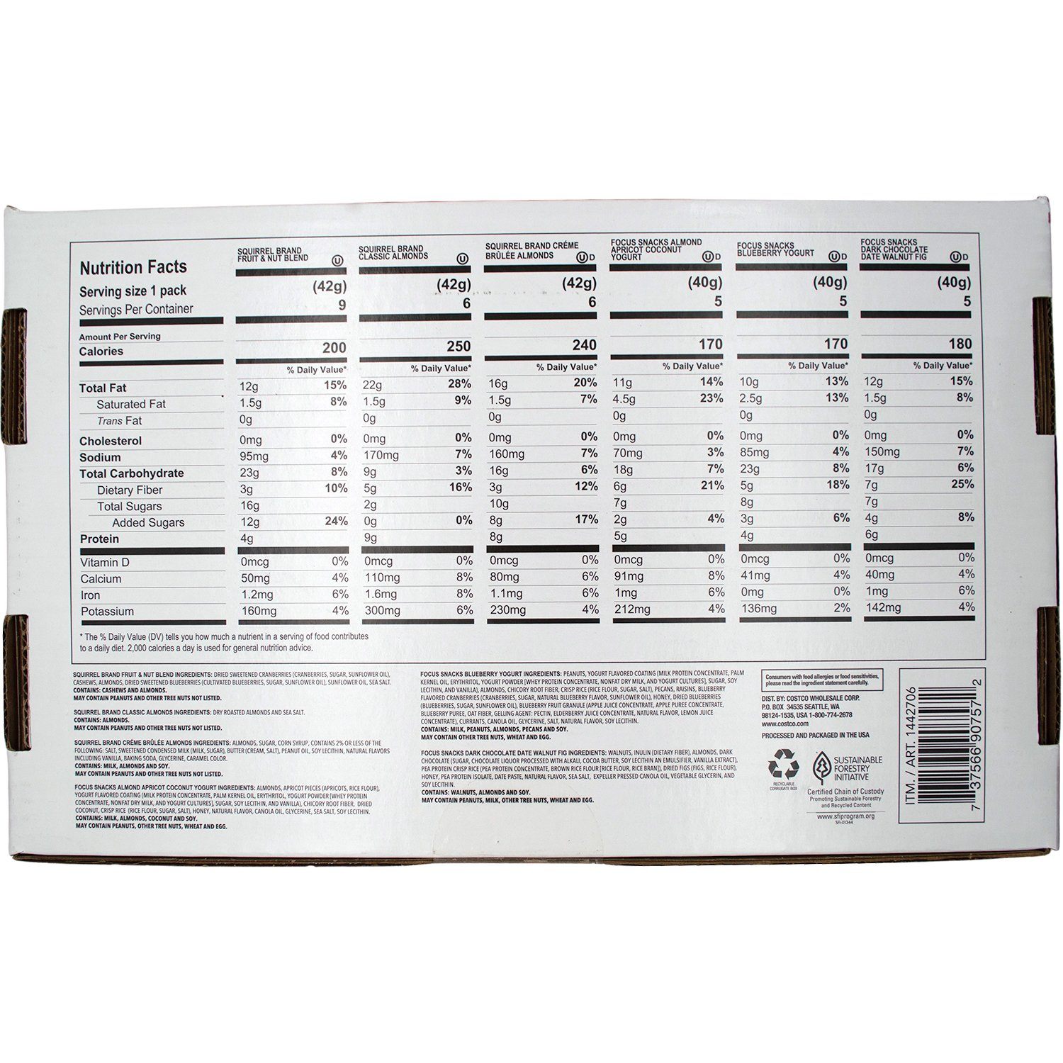 Squirrel Brand and Focus Snacks Fruit & Nut Variety Snacks Squirrel Brand