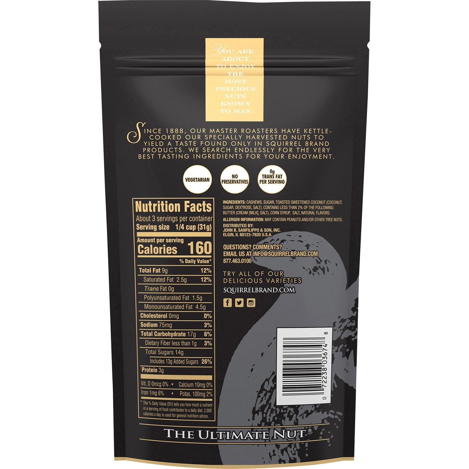 Squirrel Brand Caramel Toasted Colada Cashews Squirrel Brand