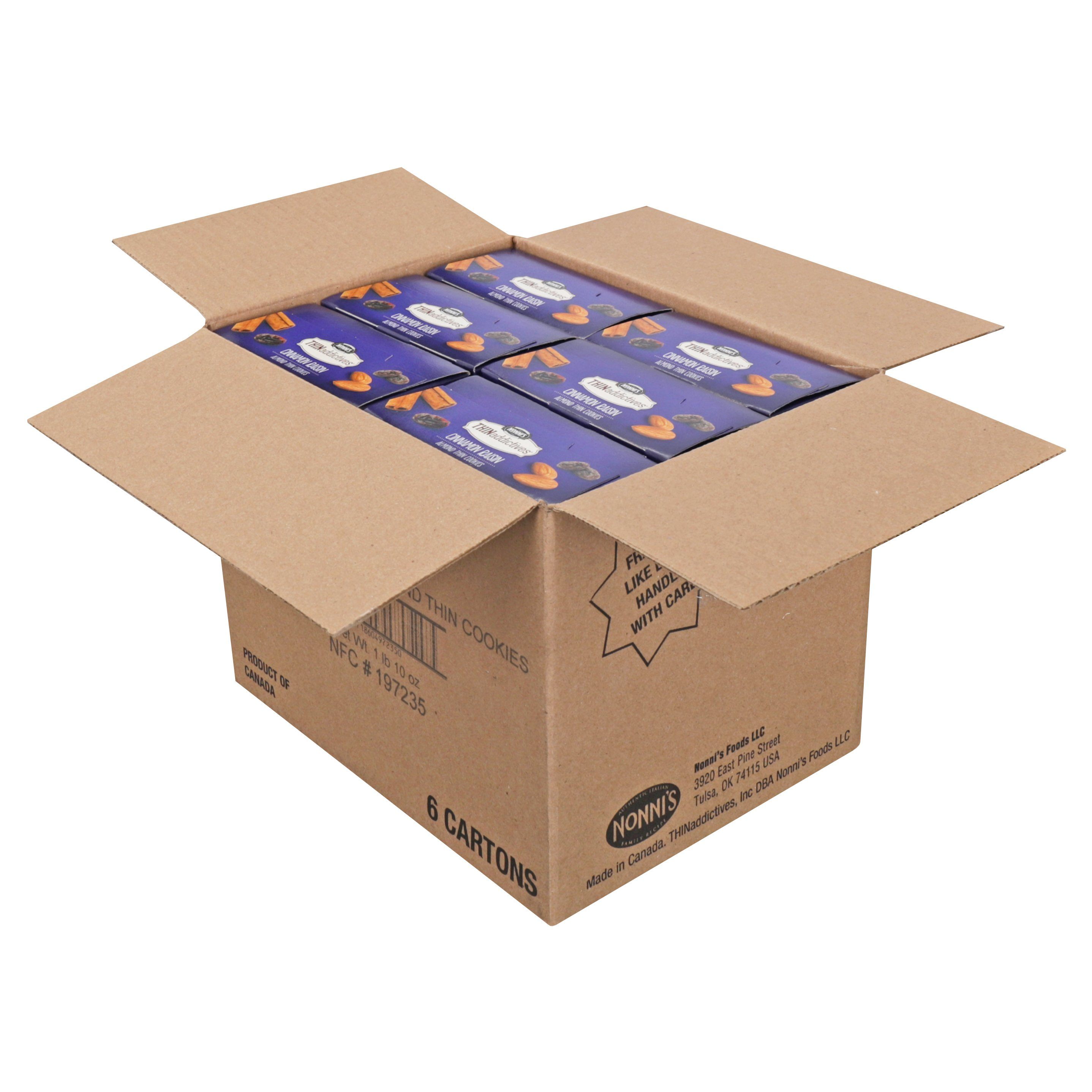 THINaddictives Almond Thin Cookies Nonni's Cinnamon Raisin 18 Cookies-6 Count