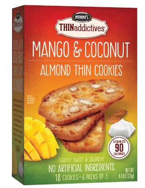 THINaddictives Almond Thin Cookies Nonni's Mango Coconut 18 Cookies