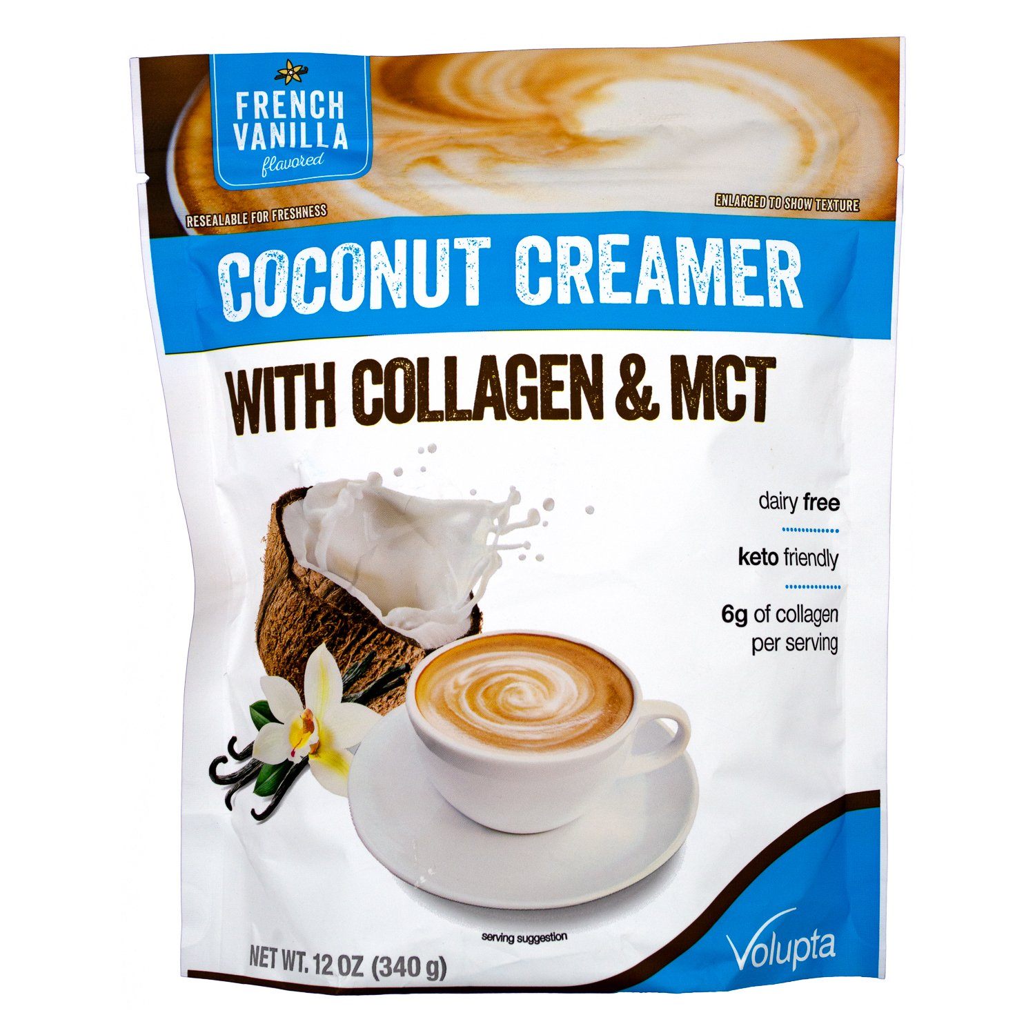 Volupta French Vanilla Coconut Creamer With Collagen & MCT, 12 Ounce Volupta