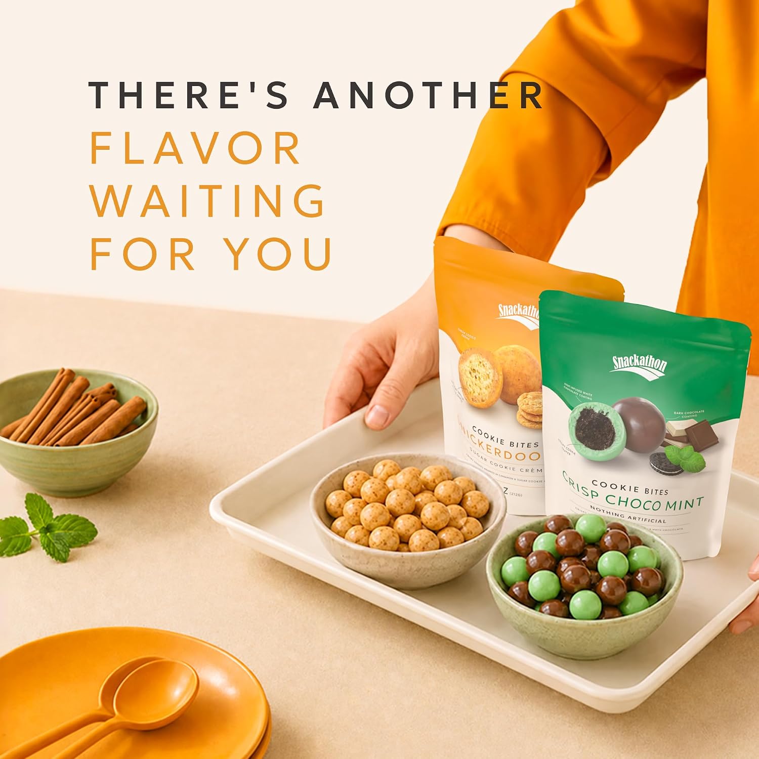 Snackathon Snickerdoodle Cookie Bites, Crispy Mini Cookie Balls
