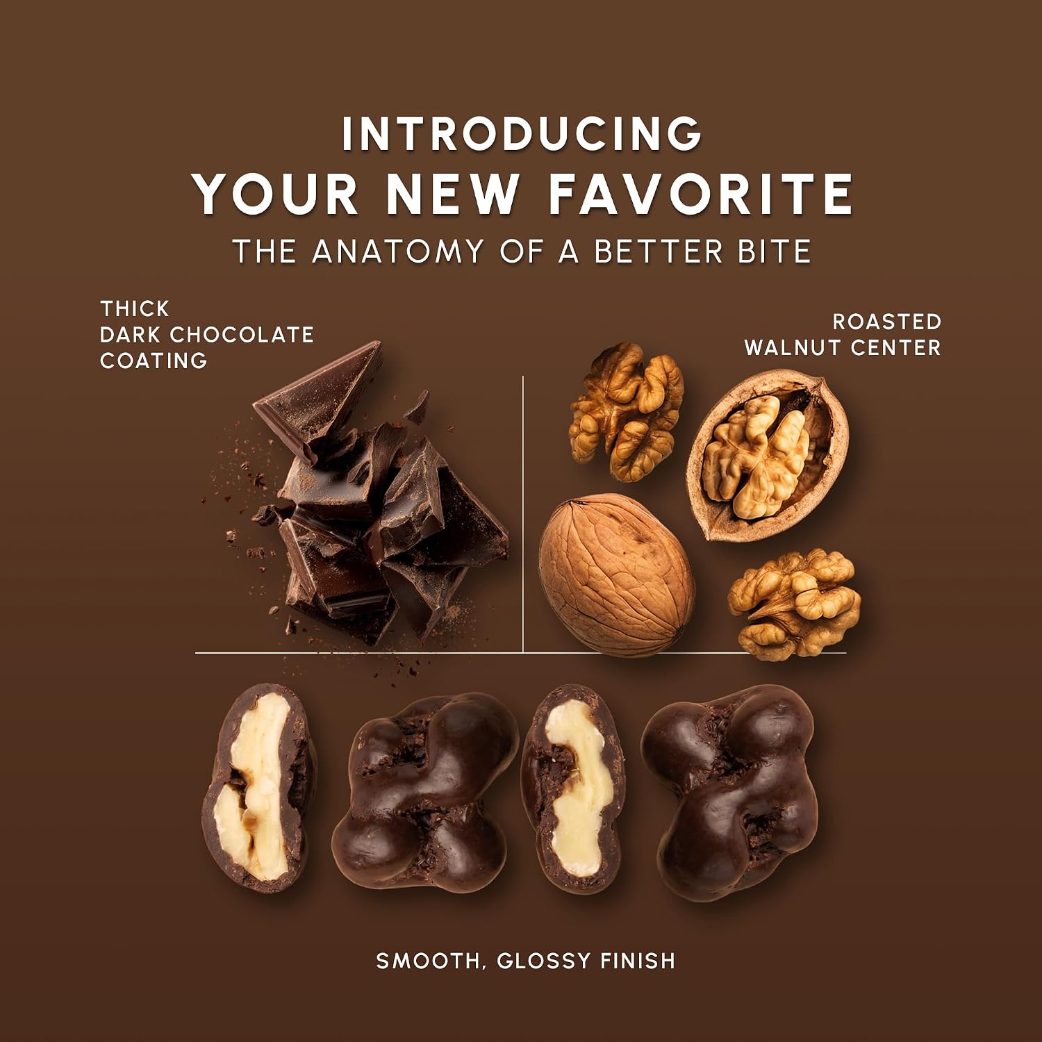 Snackathon Dark Chocolate Covered Walnuts, Resealable Snack Bag