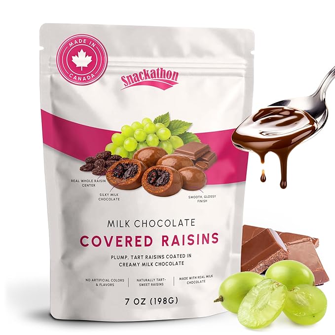 Snackathon Milk Chocolate Covered Raisins, Chewy Thompson Milk Chocolate Coated Raisins
