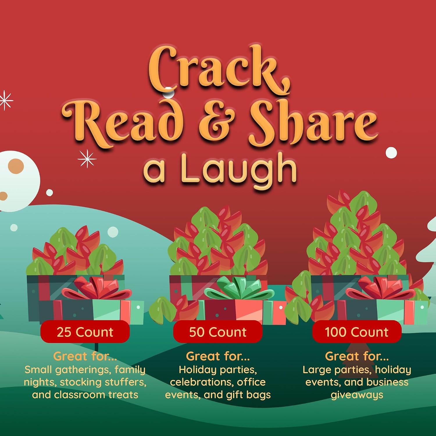 Snackathon Christmas Fortune Cookies, Individually Wrapped