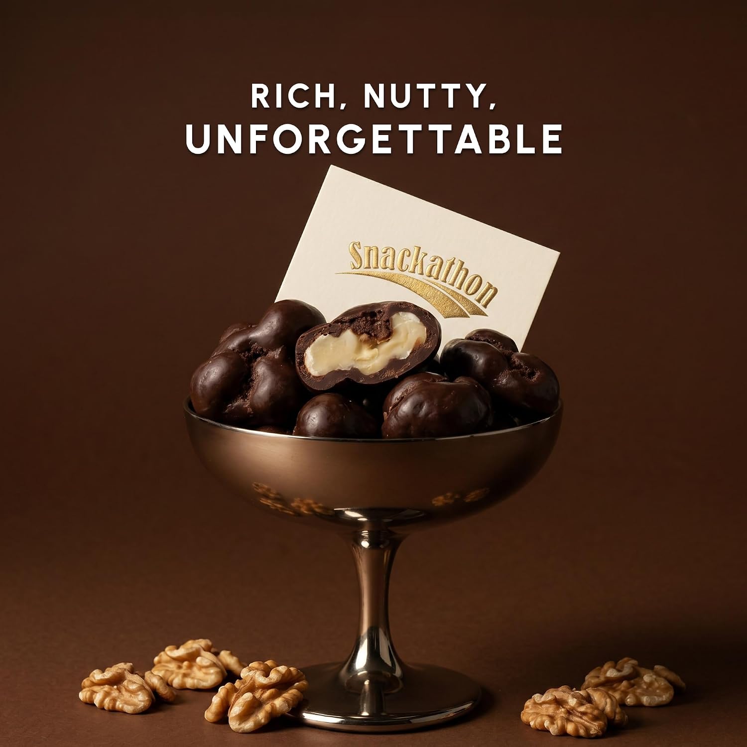 Snackathon Dark Chocolate Covered Walnuts, Resealable Snack Bag