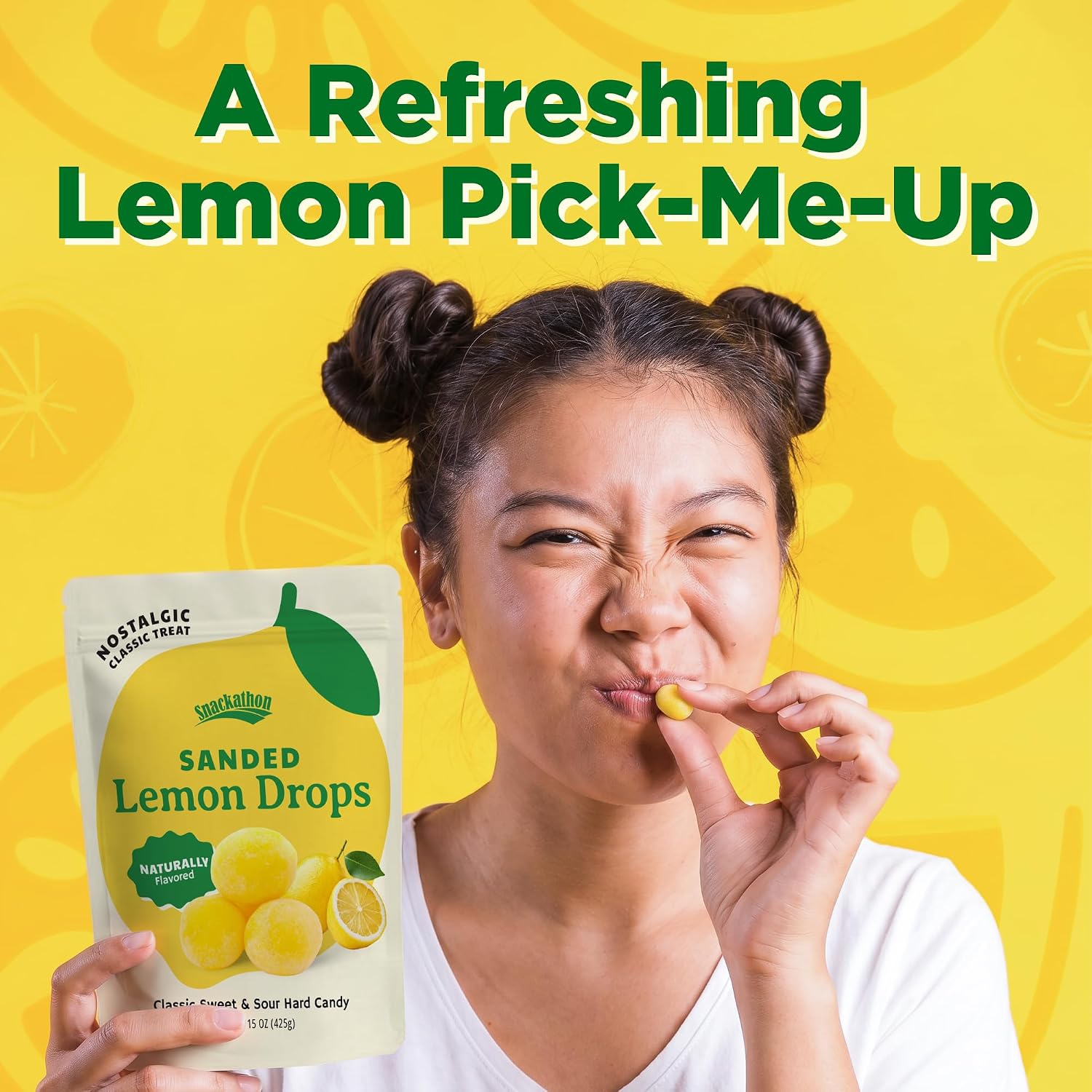 Snackathon Sanded Lemon Drops Hard Candy, Naturally Flavored