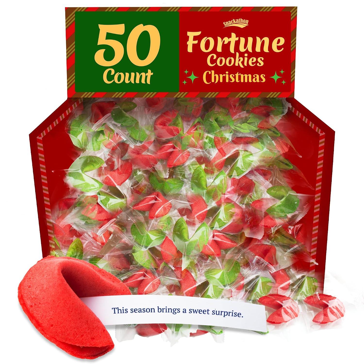 Snackathon Christmas Fortune Cookies, Individually Wrapped