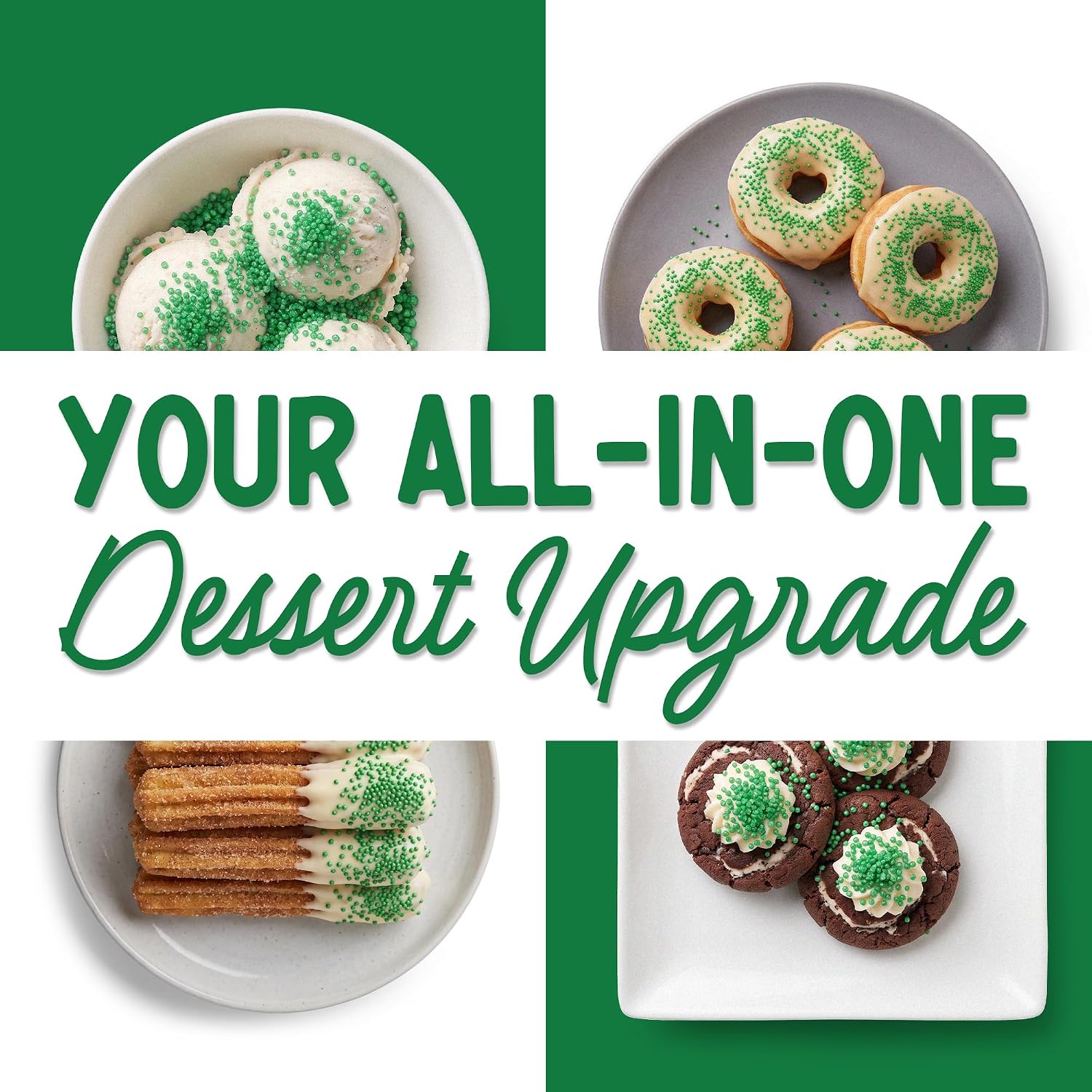 Snackathon Green Nonpareils Sprinkles, 7 oz, Festive Sugar Dot Sprinkles