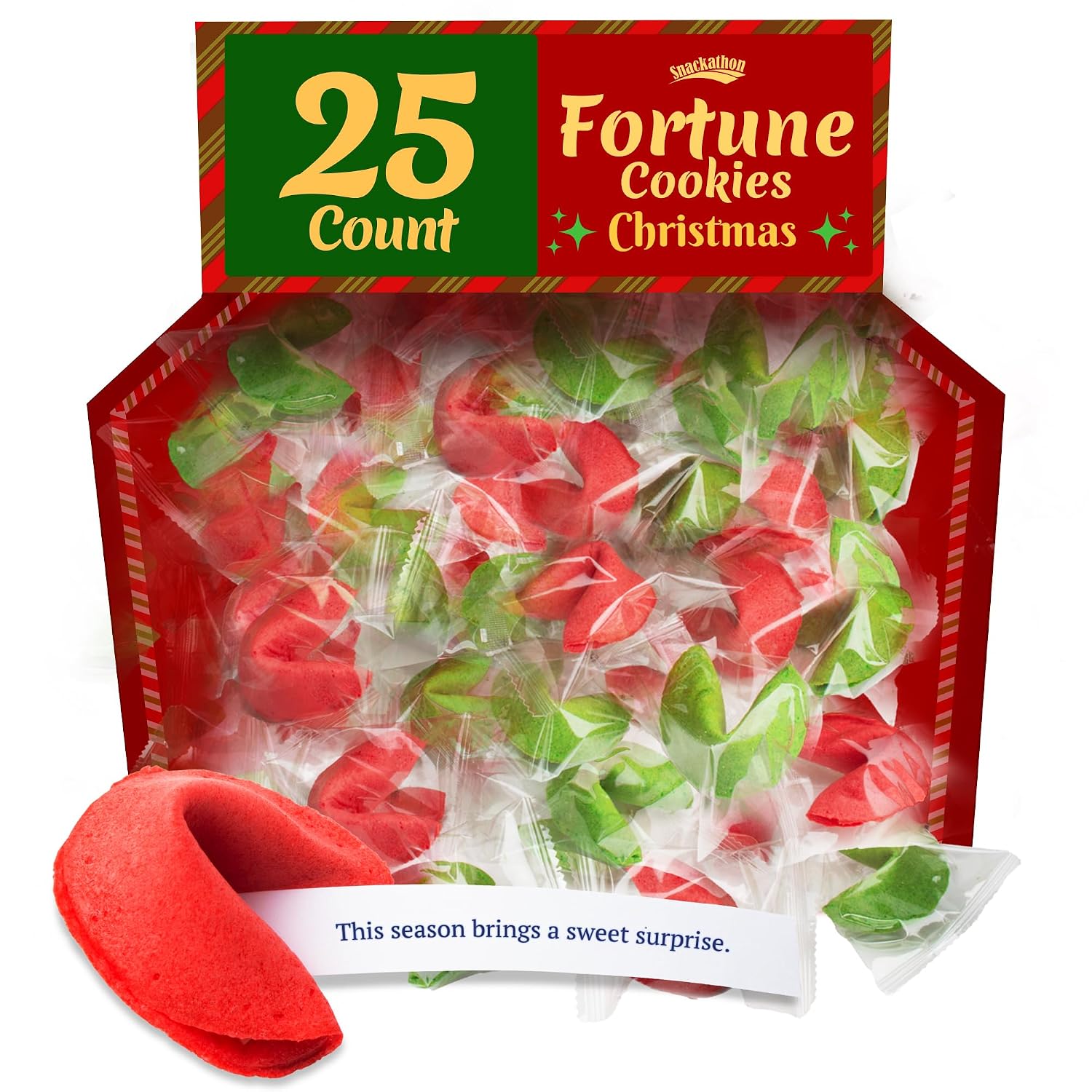 Snackathon Christmas Fortune Cookies, Individually Wrapped