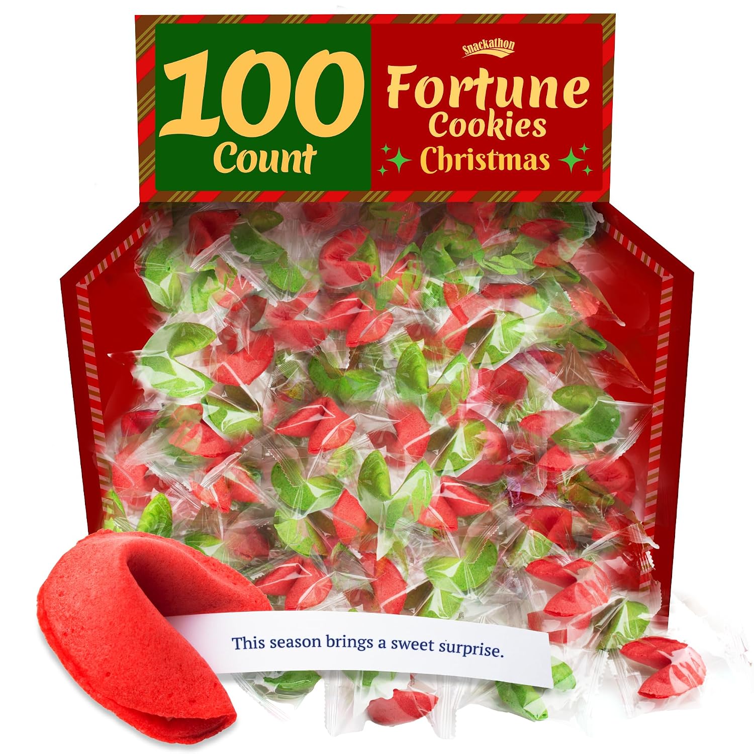 Snackathon Christmas Fortune Cookies, Individually Wrapped