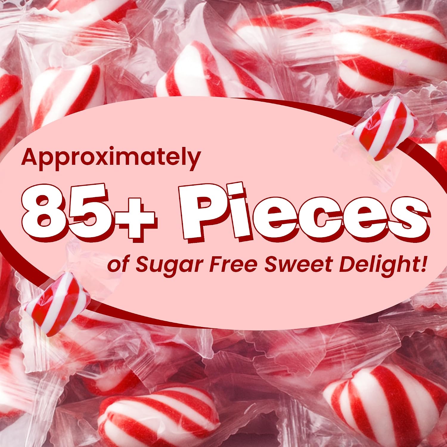 Snackathon Sugar-Free Cylinder-Shaped Twists Hard Candy, Red & White Peppermint Twists, 1 Pound