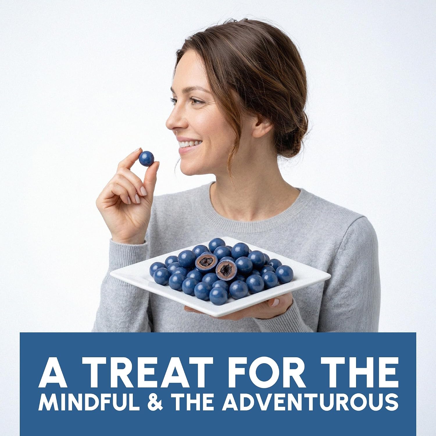 Snackathon Double Chocolate Covered Blueberries, Creamy & Fruity Gourmet Chocolate Candy