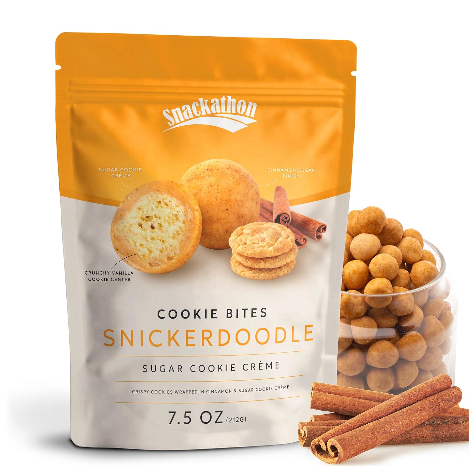 Snackathon Snickerdoodle Cookie Bites, Crispy Mini Cookie Balls
