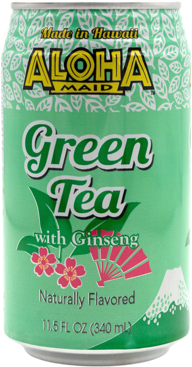 Aloha Maid Natural, Green Tea with Ginseng, 11.5 Fluid Ounce (Pack of 6) Aloha Maid Natural 