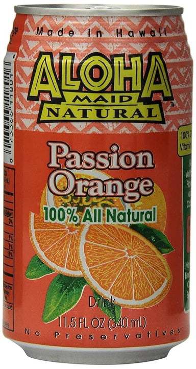 Aloha Maid Natural, Passion Orange, 11.5 Fluid Ounce, Pack of 6 ALOHA MAID 