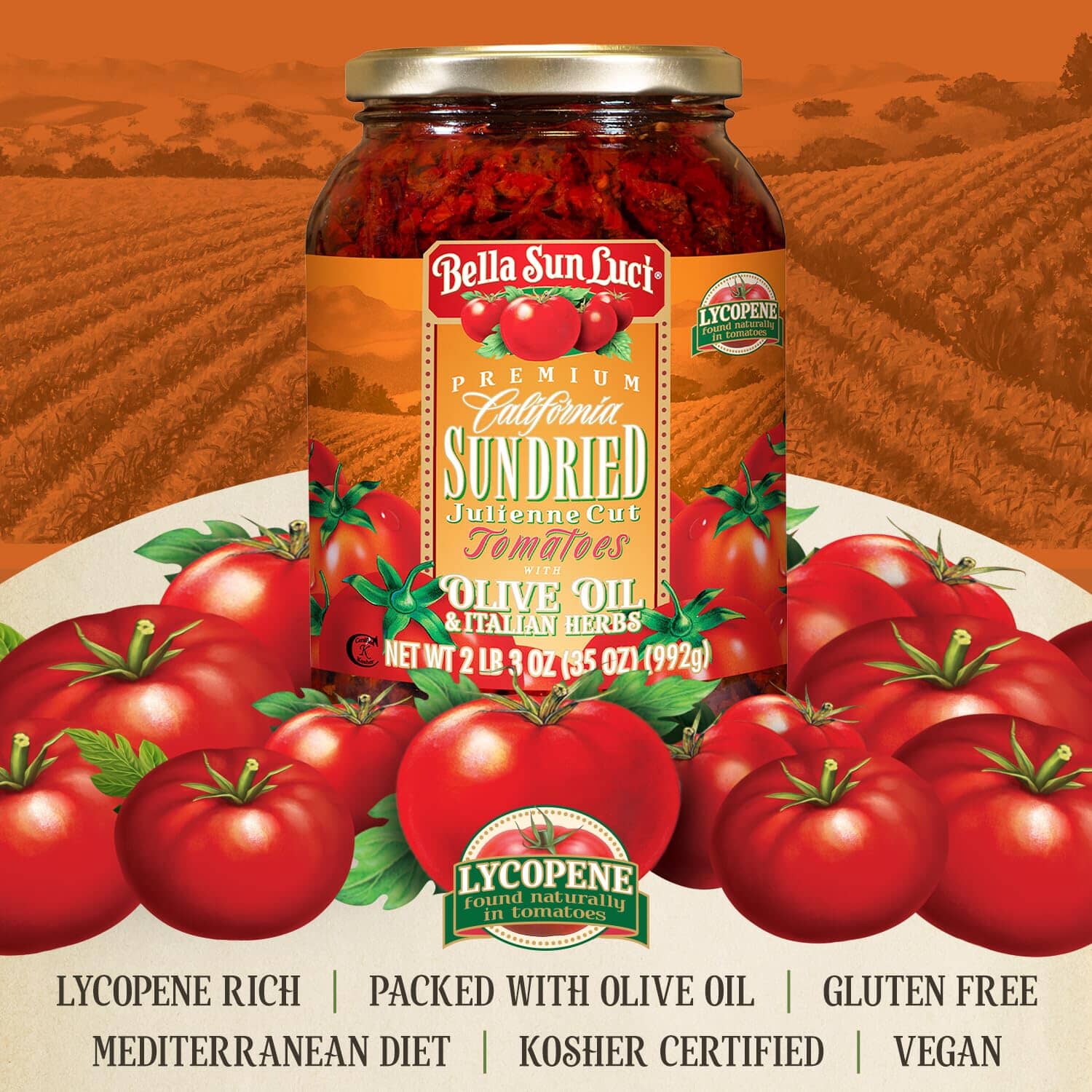 Bella Sun Luci Sun-Dried Tomatoes in Olive Oil, Julienne Cut, 8.5 oz / 16 oz / 35 oz Bella Sun Luci 