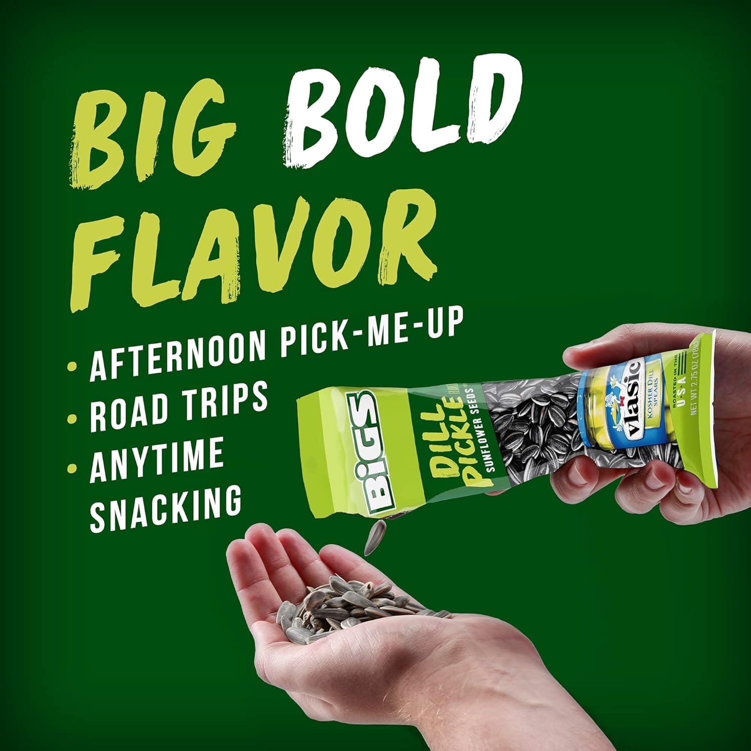 BIGS Dill Pickle Sunflower Seeds – Tangy Vlasic Flavor, Roasted Snack, 2.75 oz BIGS 