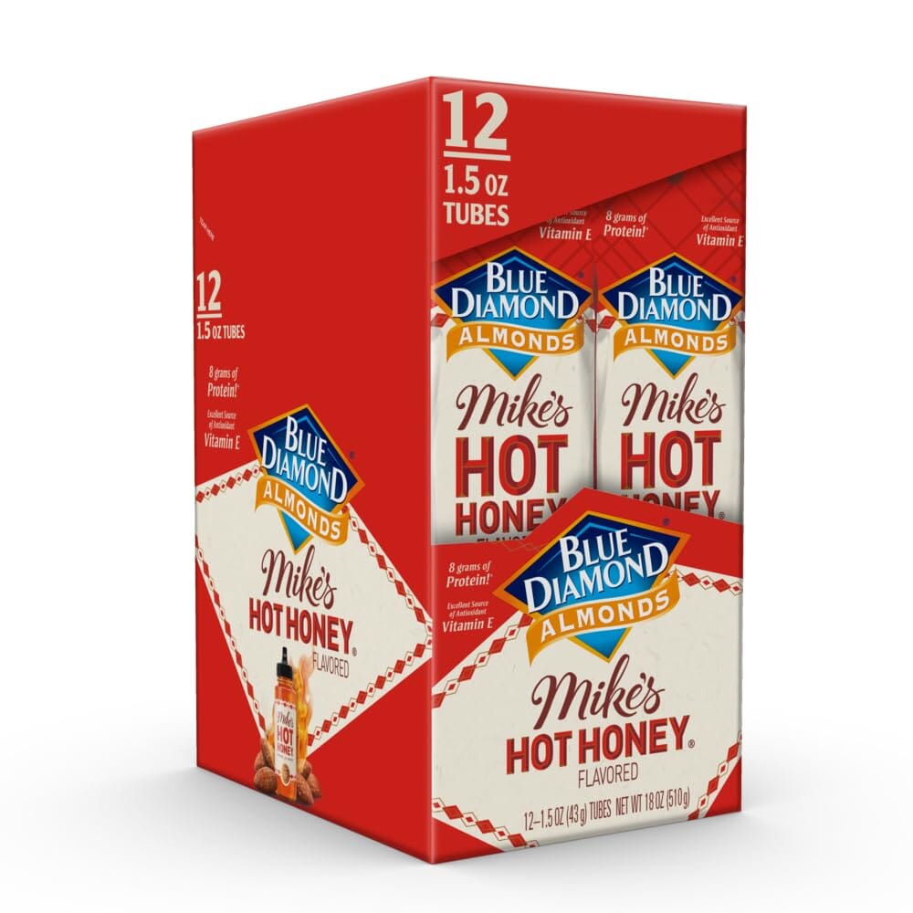 Blue Diamond Almonds, Made with Mike’s Hot Honey Infused with Chilies for a Perfect Sweet and Spicy Snack Nut Combination, Pack of 12, 1.5oz. Servings Snackathon Foods 