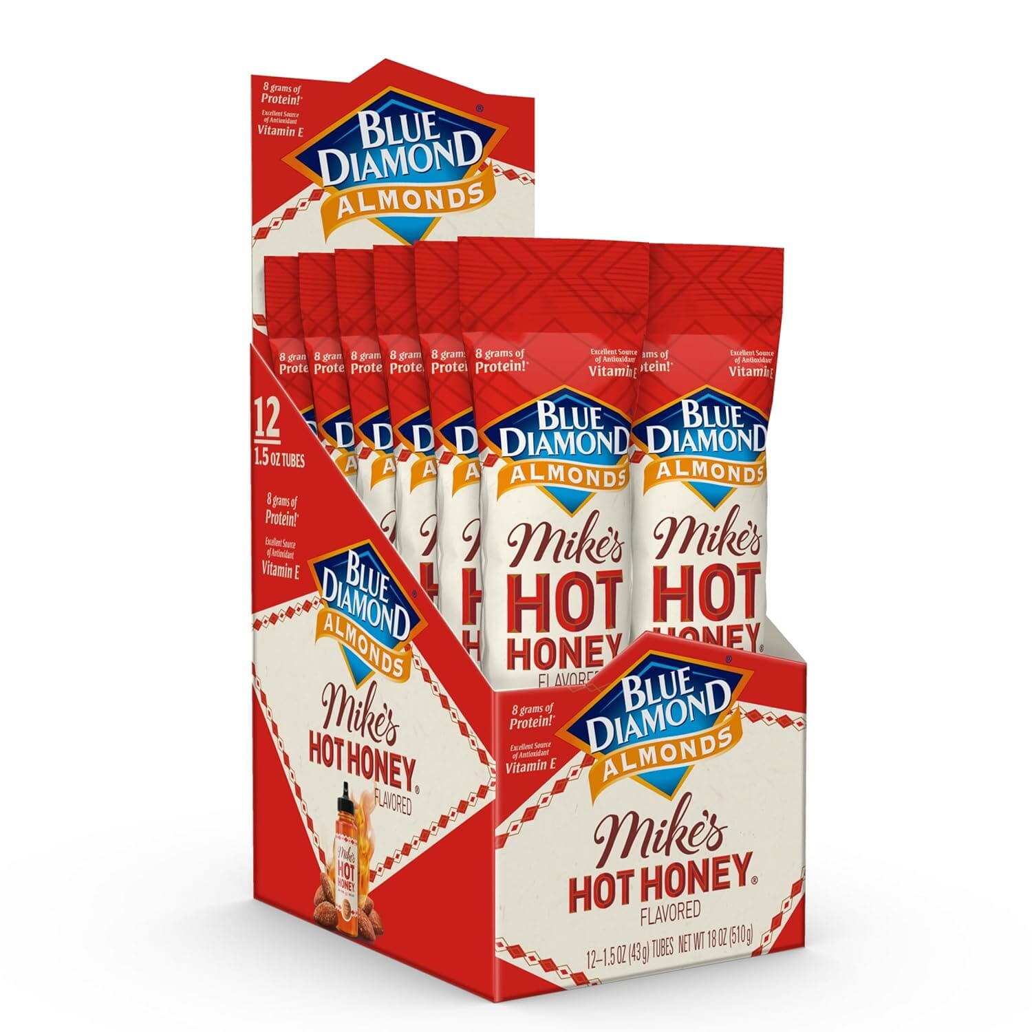 Blue Diamond Almonds, Made with Mike’s Hot Honey Infused with Chilies for a Perfect Sweet and Spicy Snack Nut Combination, Pack of 12, 1.5oz. Servings Snackathon Foods 