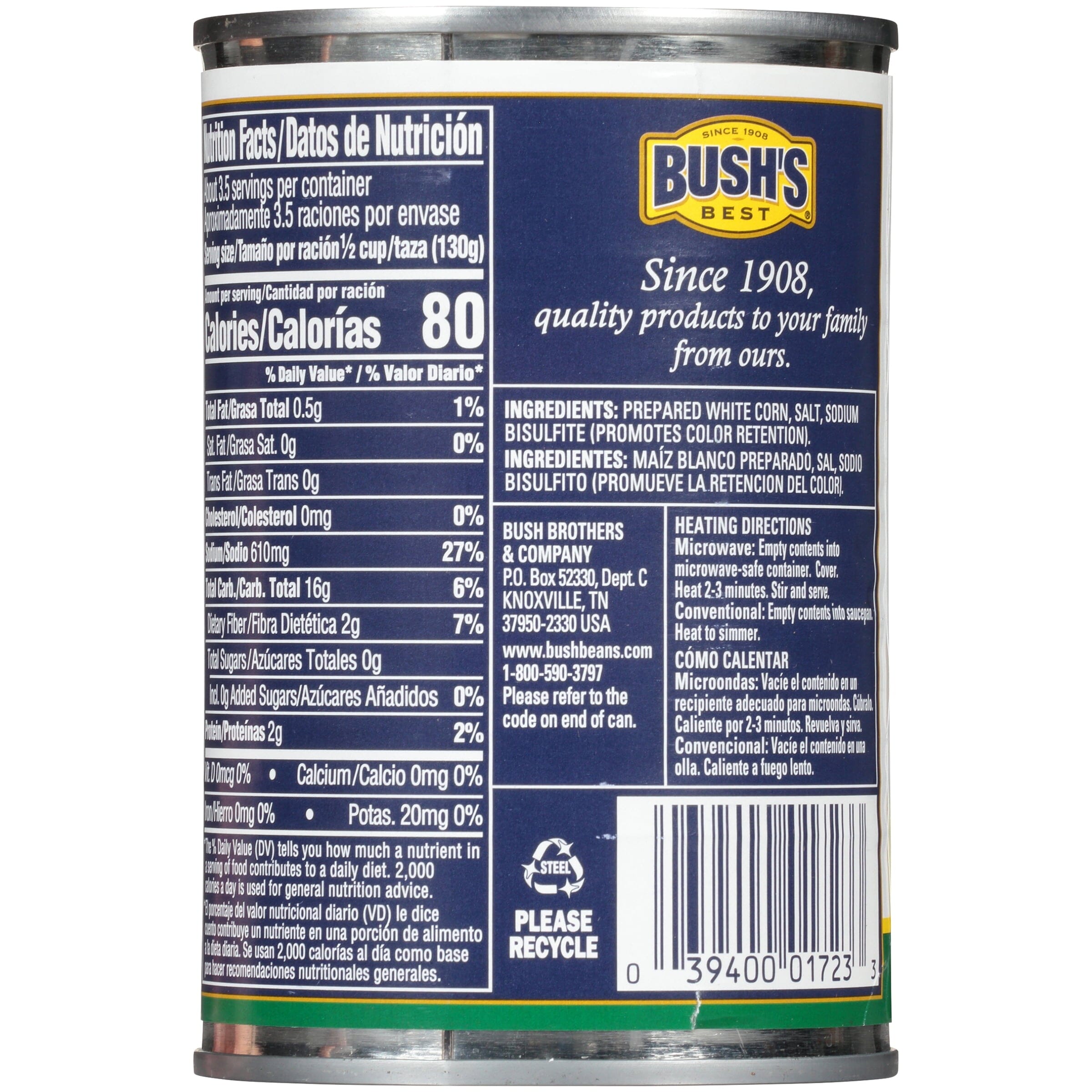 Bush's White Hominy, Maiz Pozolero, Canned Hominy, 15.5 Ounce BUSH'S 