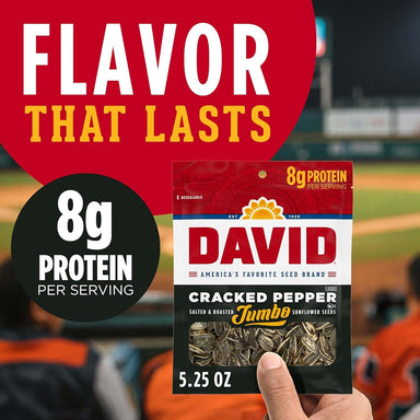David Jumbo Cracked Pepper Roasted & Salted Sunflower Seeds, 5.25 oz DAVID Seeds 