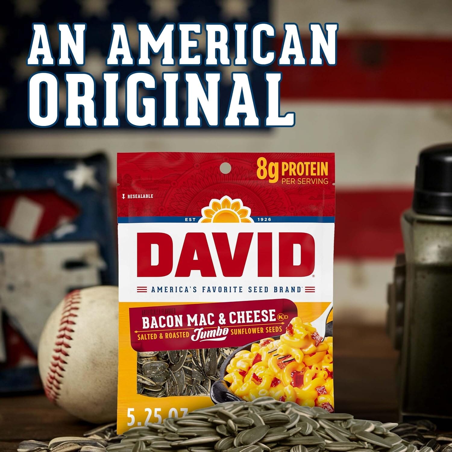 David Jumbo Salted Bacon Mac & Cheese Sunflower Seed, 5.25 Ounces (Dec 2025) DAVID 