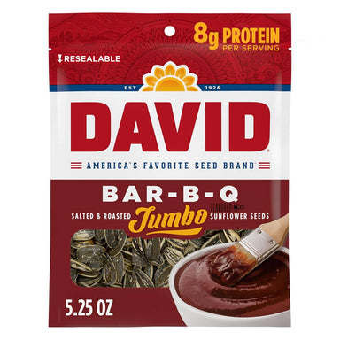 David Jumbo Sunflower Seeds – Bar-B-Q Flavor, 5.25 oz (Savory & Crunchy Snack) DAVID 5.25 Oz 
