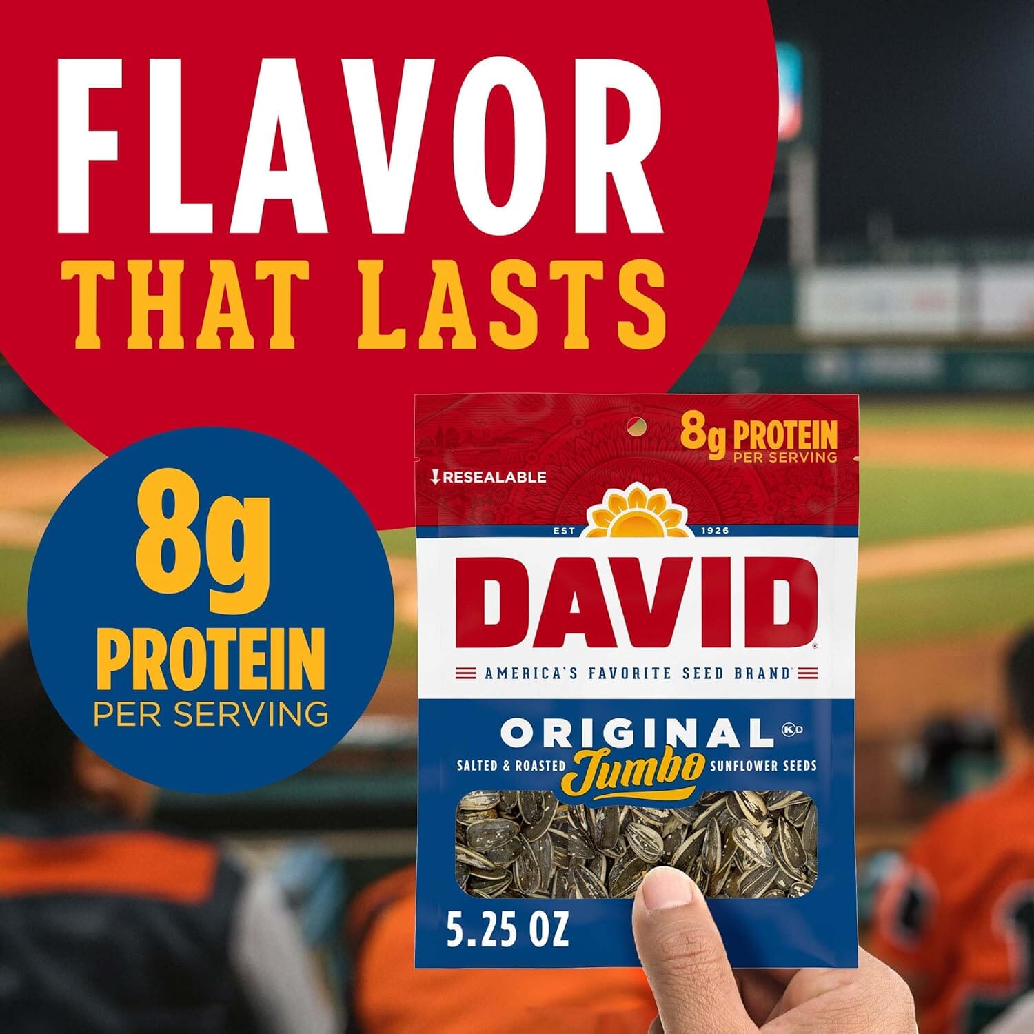 David Jumbo Sunflower Seeds, Original, 5.25 Ounce Snackathon Foods 