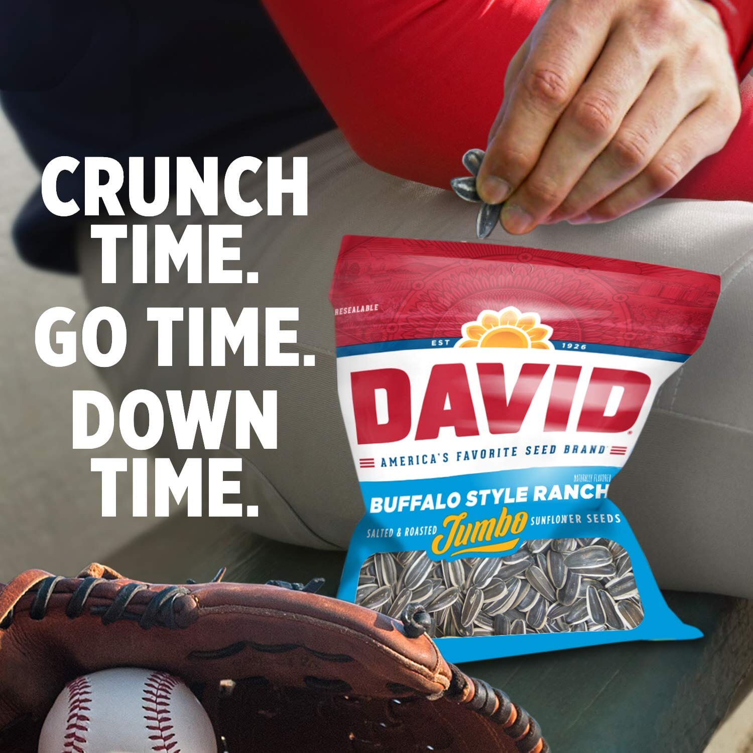 DAVID Roasted and Salted Jumbo Sunflower Seeds, Buffalo Style Ranch Flavor, 5.25oz David 