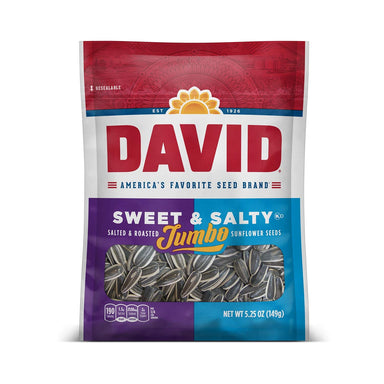 DAVID Roasted and Salted Sweet and Salty Jumbo Sunflower Seeds, Keto Friendly, 5.25 Ounce David 