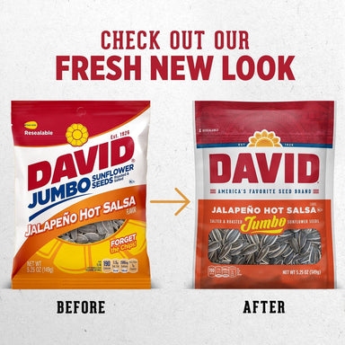 DAVID Seeds Keto Friendly Jalapeno Flavored Salted and Roasted Jumbo Sunflower Seeds, 5.25 Ounce, Pack of 12 DAVID Seeds 