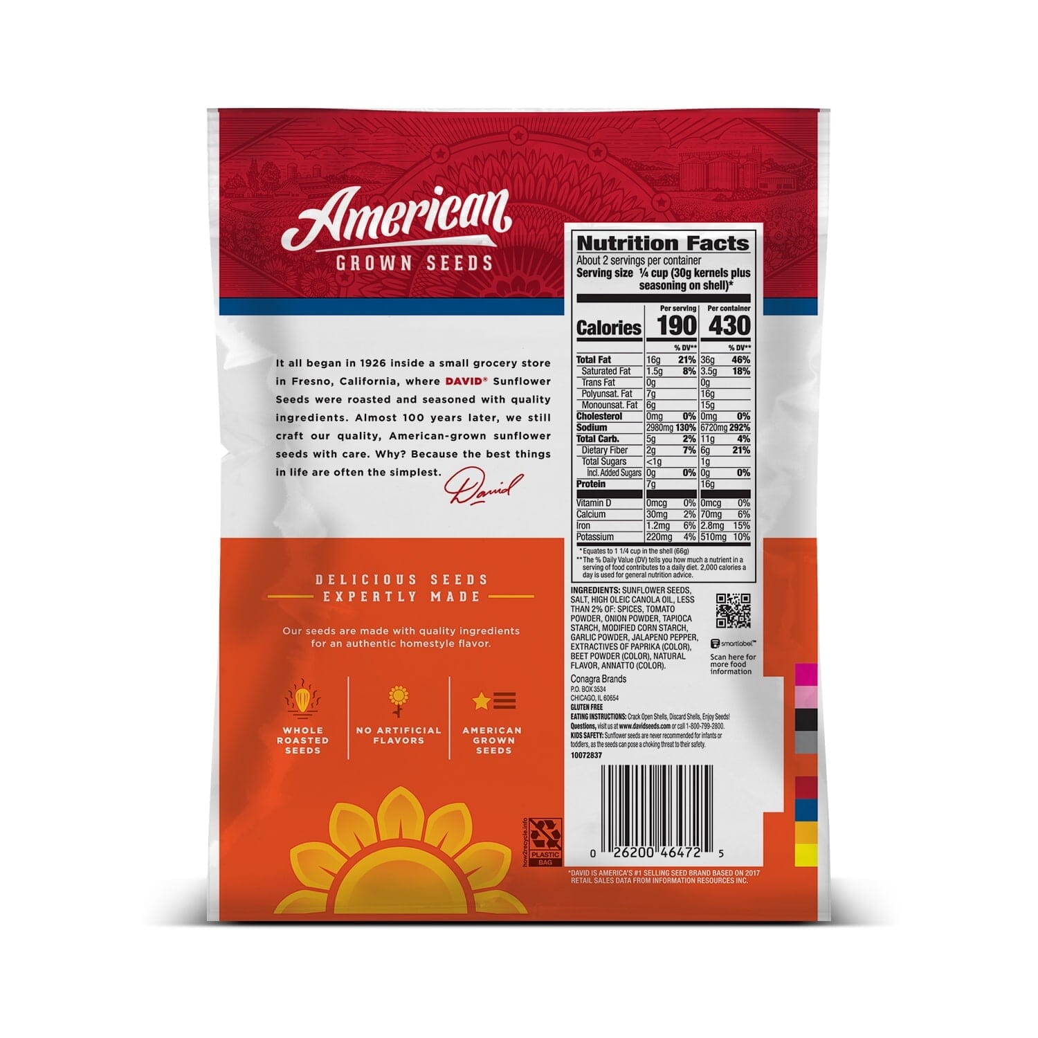 DAVID Seeds Keto Friendly Jalapeno Flavored Salted and Roasted Jumbo Sunflower Seeds, 5.25 Ounce, Pack of 12 DAVID Seeds 