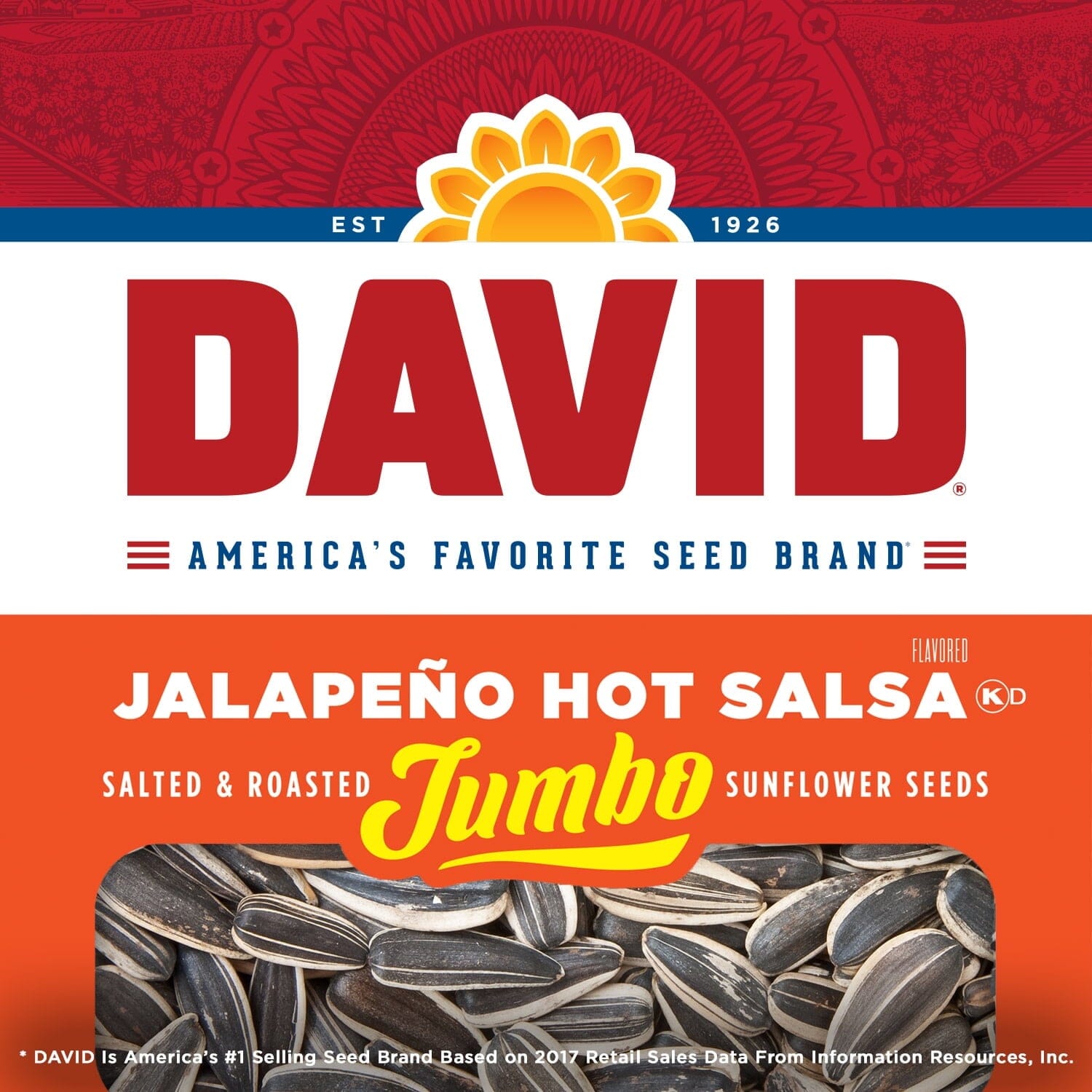 DAVID Seeds Keto Friendly Jalapeno Flavored Salted and Roasted Jumbo Sunflower Seeds, 5.25 Ounce, Pack of 12 DAVID Seeds 