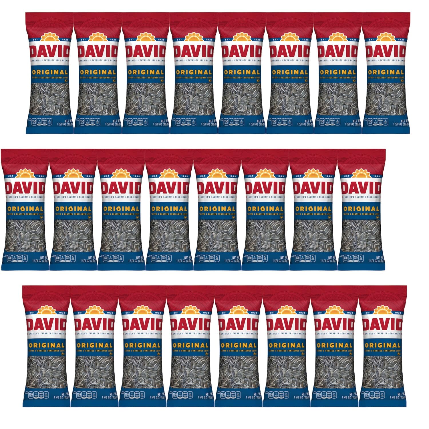 DAVID SEEDS Roasted and Salted Sunflower Seeds Snackathon Original Pack of 24 