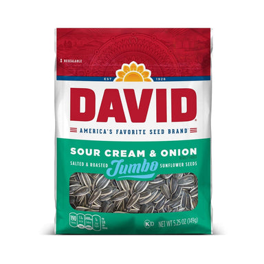 DAVID Sour Cream & Onion Jumbo Sunflower Seeds, Keto Friendly, 5.25 Ounce, Case of 12 DAVID 
