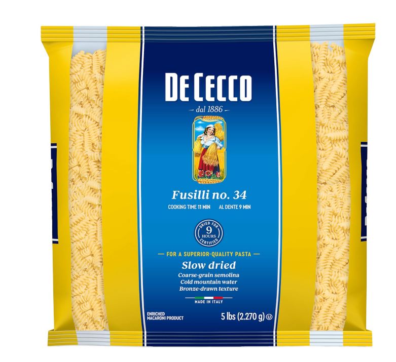 De Cecco Fusilli Pasta, Durum Wheat, 5 lb De Cecco 1 Count 