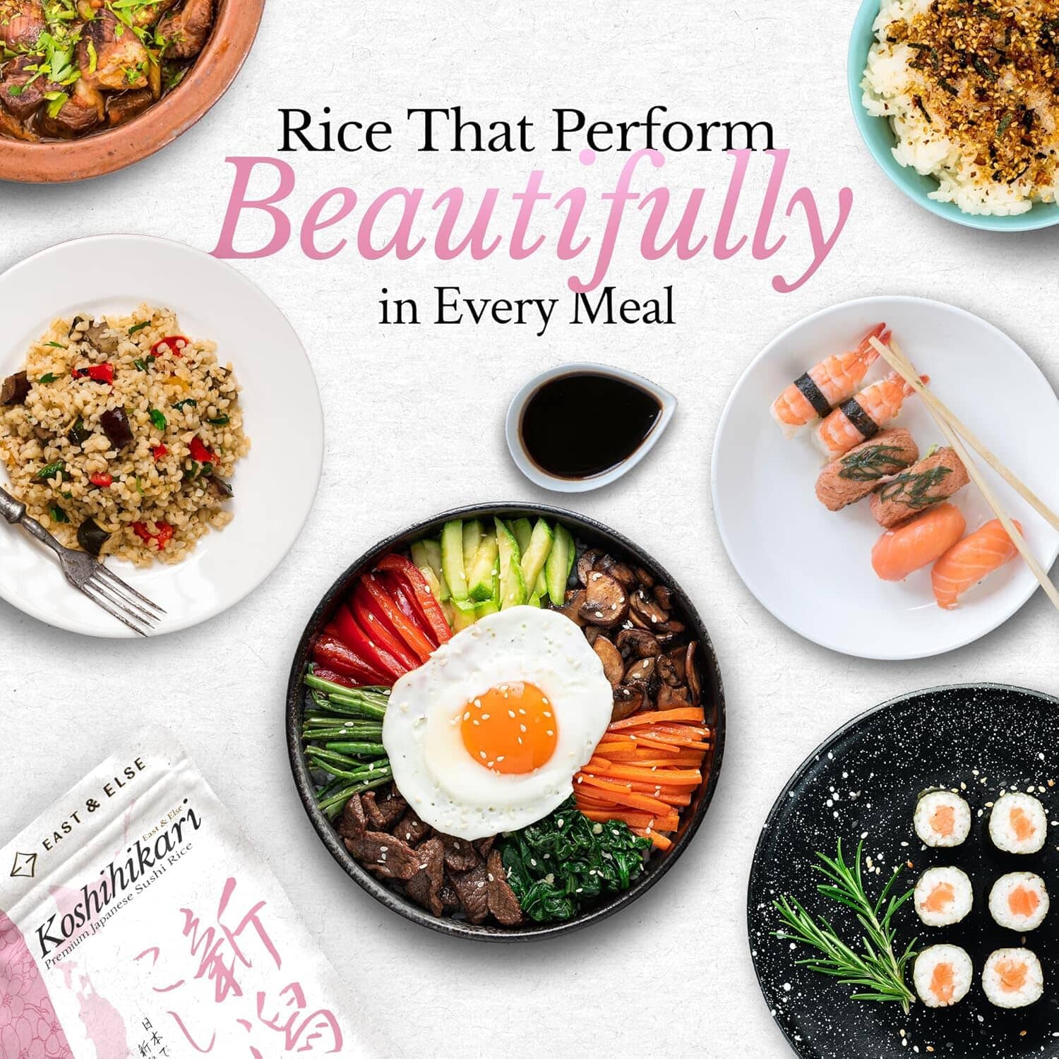 East and Else Koshihikari Japanese Short Grain Sushi Rice, Ultra-Fancy Milled White Rice East and Else 