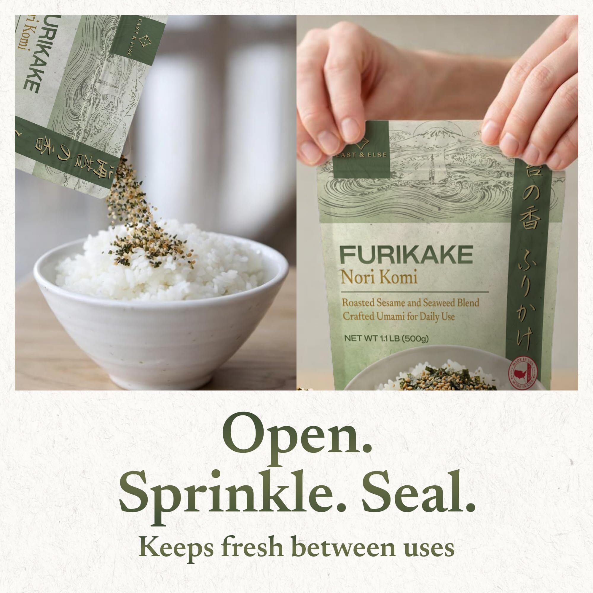 East and Else Nori Fumi Furikake, 1.1 lb (500g) Bulk Resealable Bag Snackathon Foods 